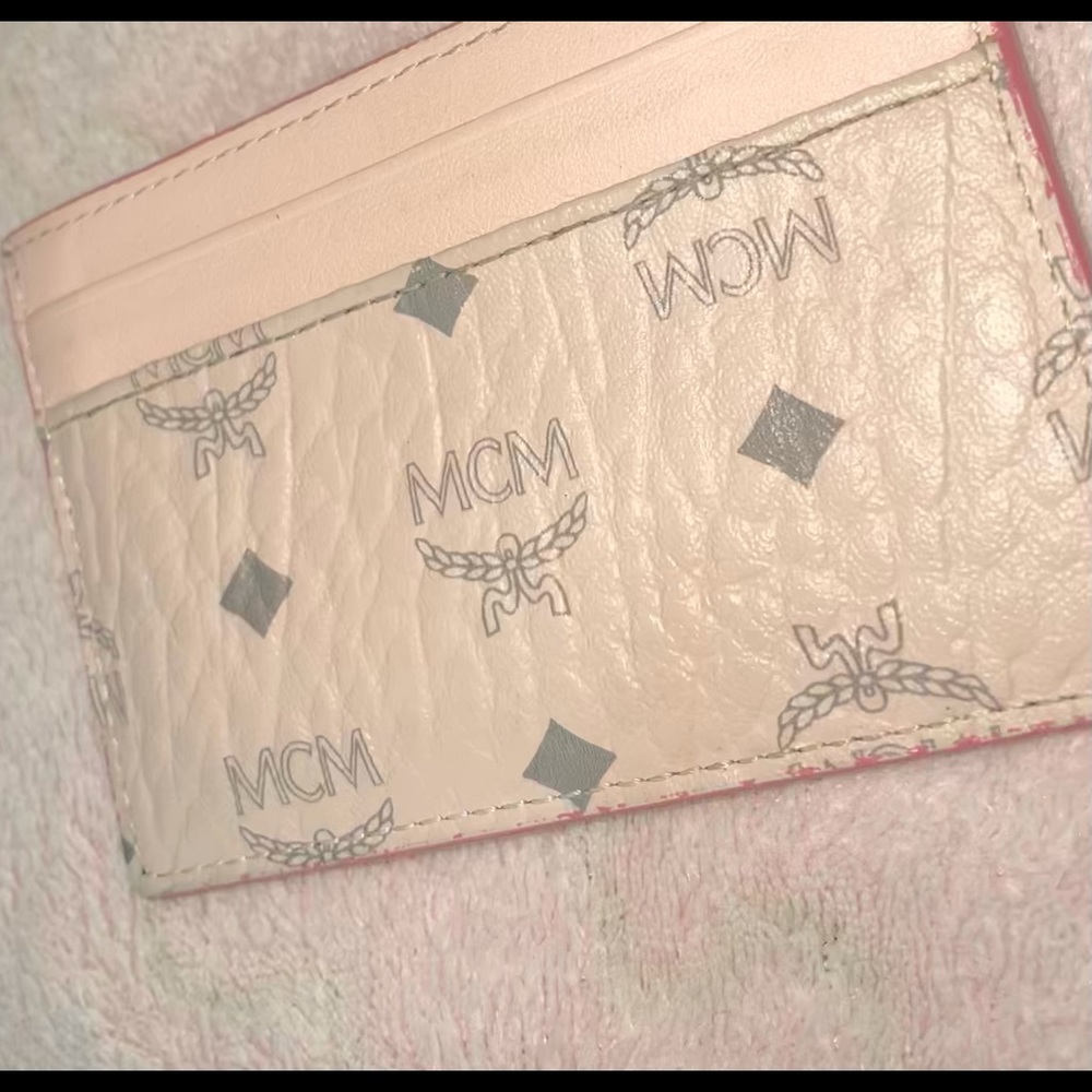 Authentic mcm baby pink card case